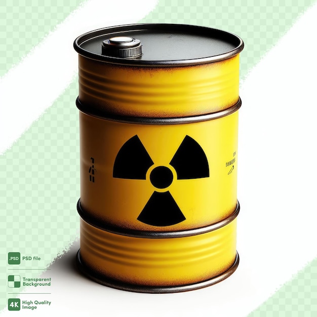Psd barrel with radioactive sign transparent background