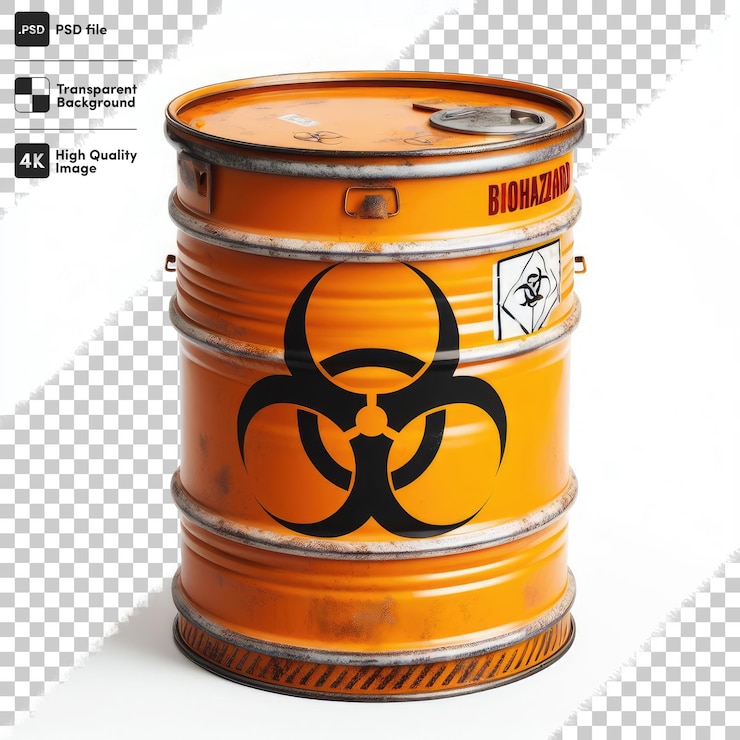 PSD psd barrel with radioactive on a transparent background
