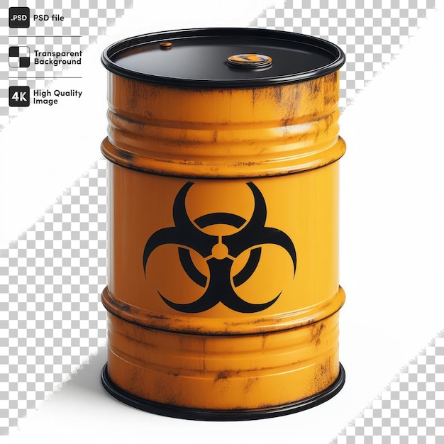 Psd barrel with radioactive on a transparent background