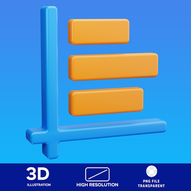 PSD 바 차트 그래프 다이어그램 3D 일러스트레이션