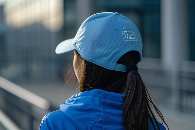 Psd baseball cap mockup on girl