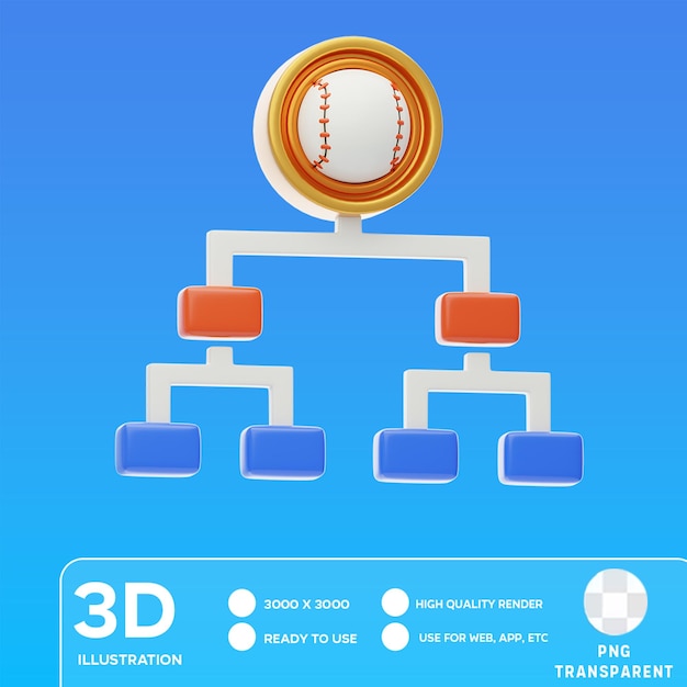 PSD Иллюстрация бейсбольного турнира psd 3d