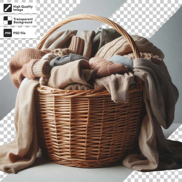 Psd basket with clothes on transparent background