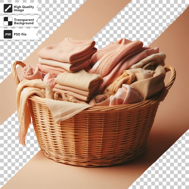 Psd basket with clothes on transparent background