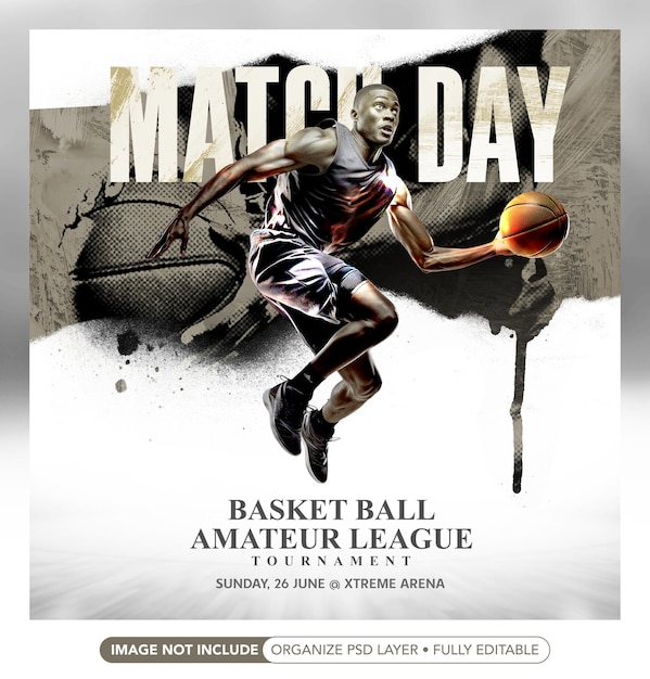 PSD psd basketball match day event social media and instagram post banner template