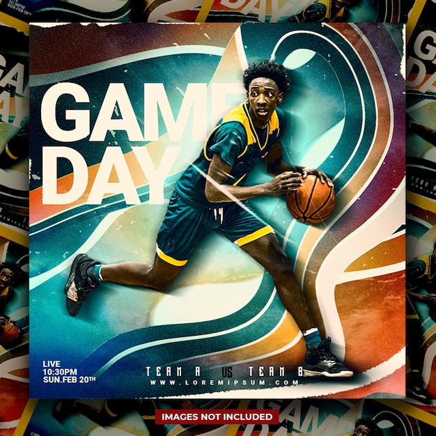 Psd basketball player poster social media post template