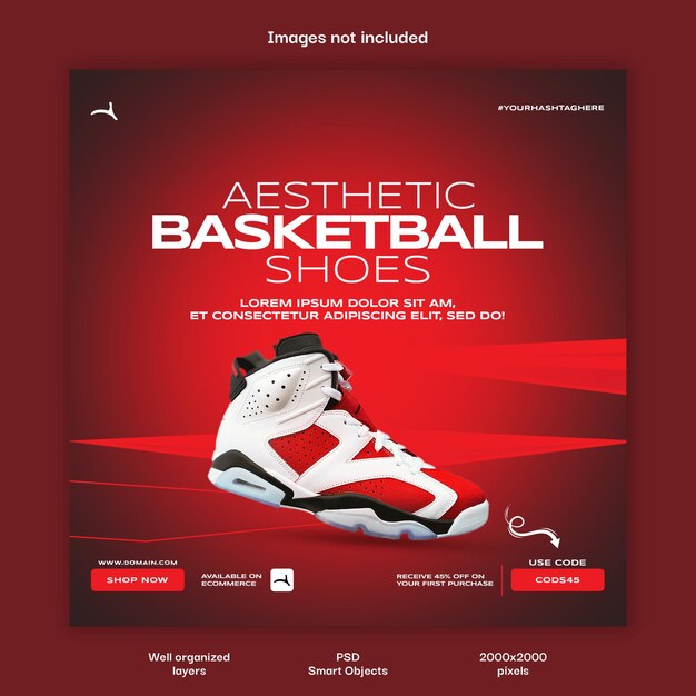 PSD psd basketball shoes social media post template