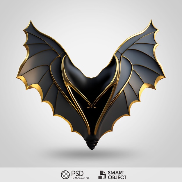 Psd bat wing black gold transparent background