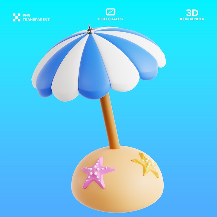 PSD psd пляжный зонтик 3d иллюстрация