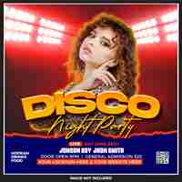 PSD psd beautiful disco night party card with light birthday invitations social media post