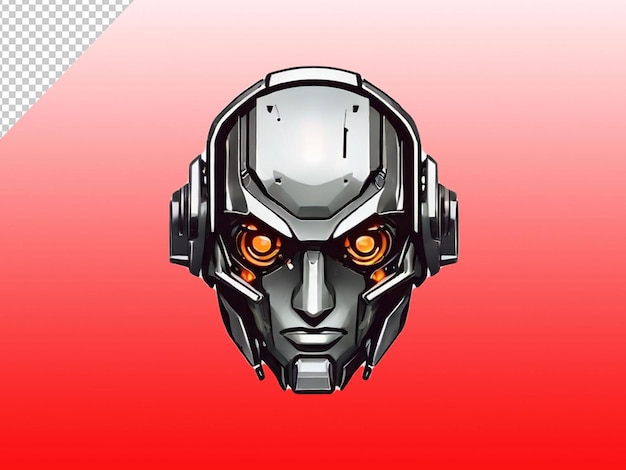 Psd di un miglior cranio di testa di robot logo mascotte logo di gioco su sfondo trasparente