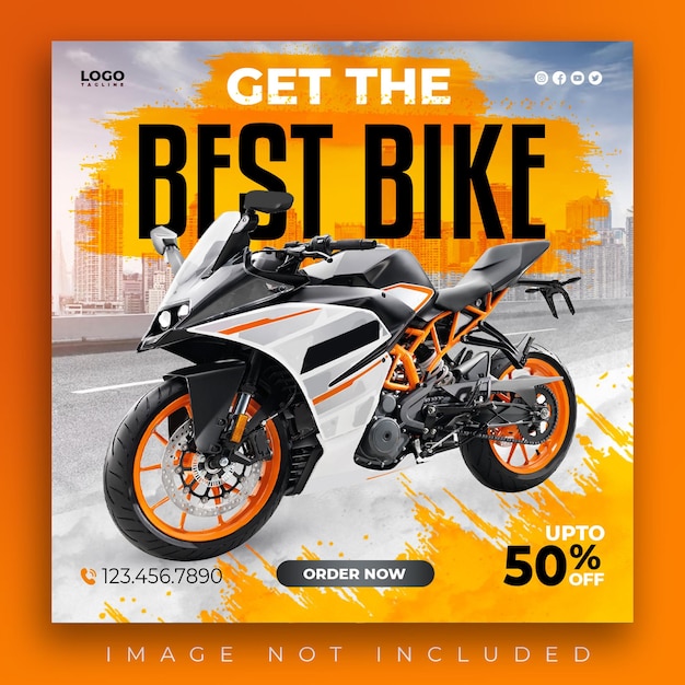 Psd best sport bike social media post instagram vierkante web banner sjabloon voor motorraceshow