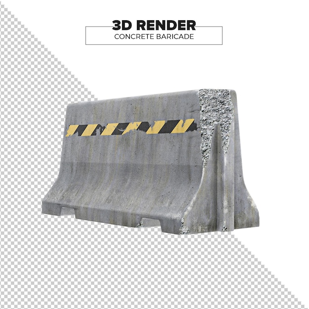 PSD psd betonnen barrière 3d render op transparante achtergrond