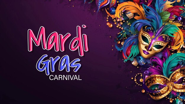 Psd bewerkbaar happy mardi gras carnaval poster design met venetiaanse maskers