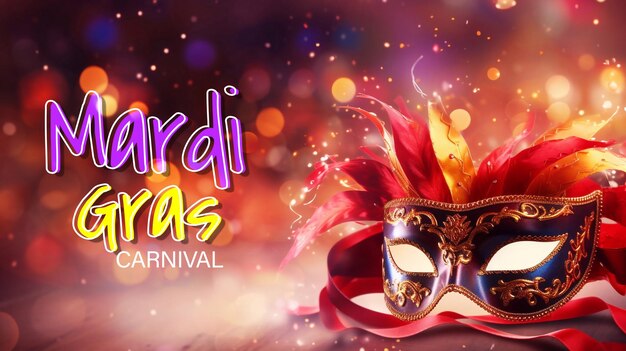 PSD psd bewerkbaar happy mardi gras carnaval poster design met venetiaanse maskers