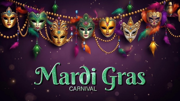 PSD psd bewerkbaar happy mardi gras carnaval poster design met venetiaanse maskers