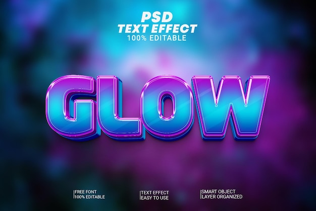 PSD bewerkbaar teksteffect Glow premium