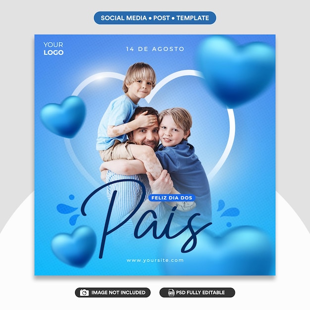 PSD bewerkbare gelukkige vaderdag social media postsjabloon