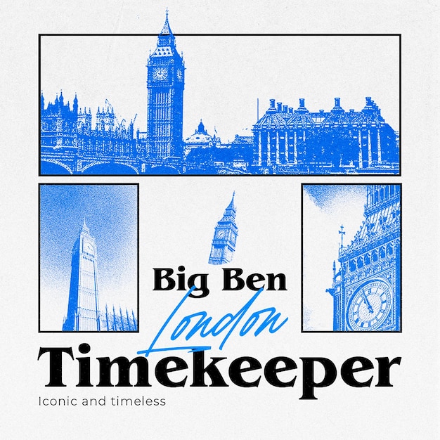 psd big ben london travelling and tour promotional design for social media and instagram post