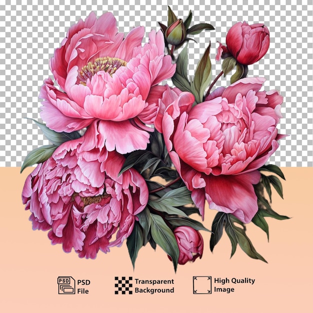 PSD psd big pink peony flowers bouquetgenerative ai