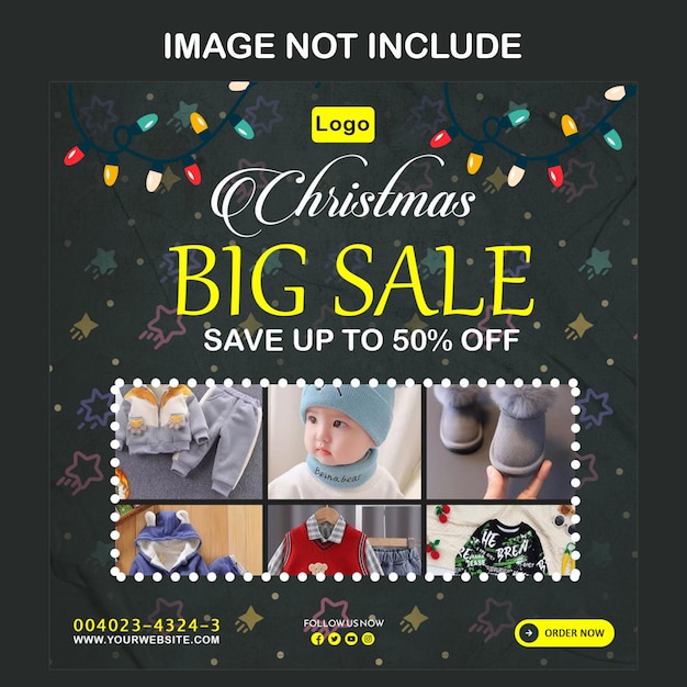 PSD psd big sale post design with christmas background