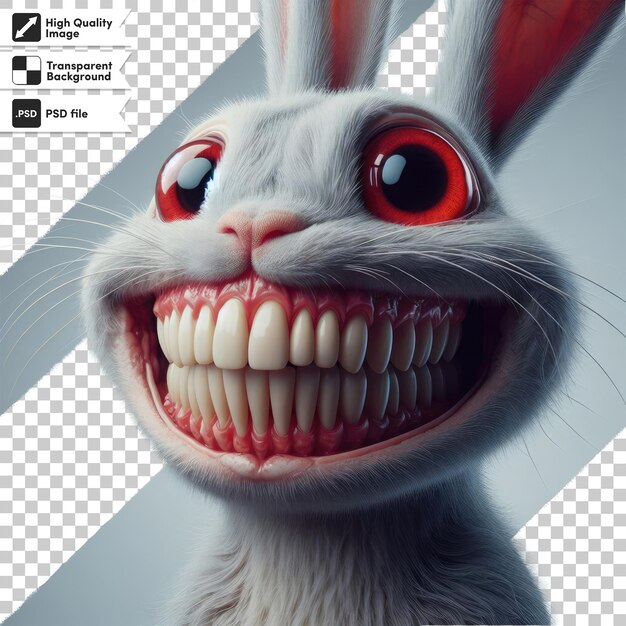 Psd the big scary rabbit on transparent background with editable mask layer