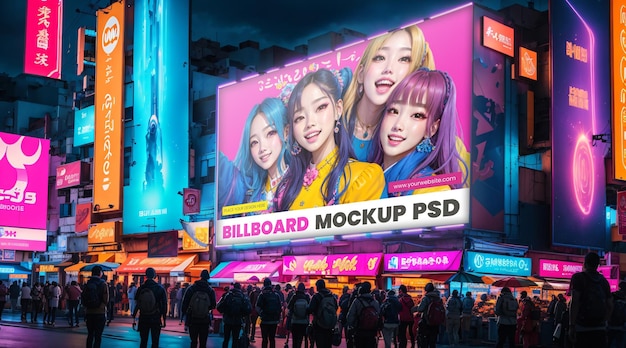 PSD psd billboard mockup in futuristic market 1