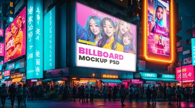 PSD psd billboard mockup w futuristic market 2