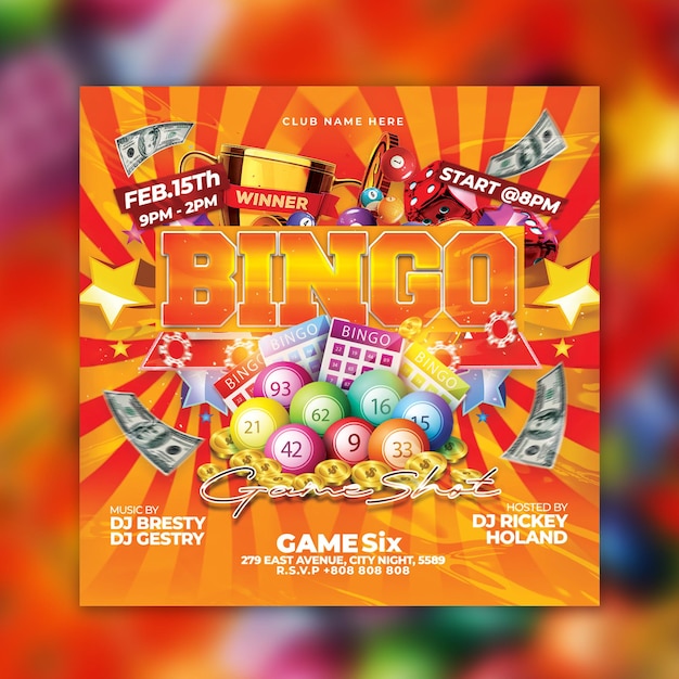 PSD psd bingo spel flyer sjabloon