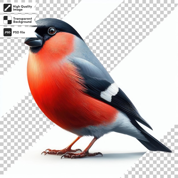 Psd bird on a branch of cherry on transparent background