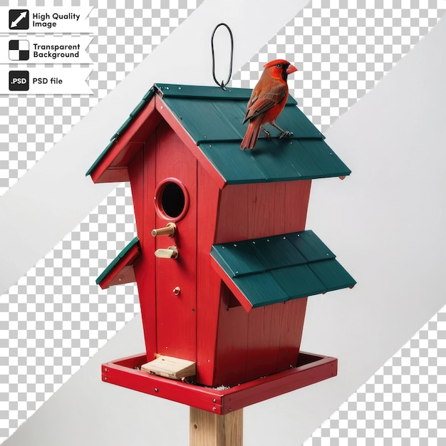 PSD bird house on transparent background with editable mask layer