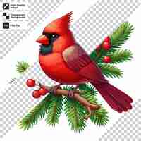 PSD psd bird northern cardinal winter bird on transparent background