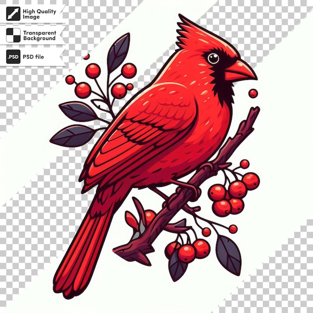 PSD psd bird northern cardinal winter bird on transparent background