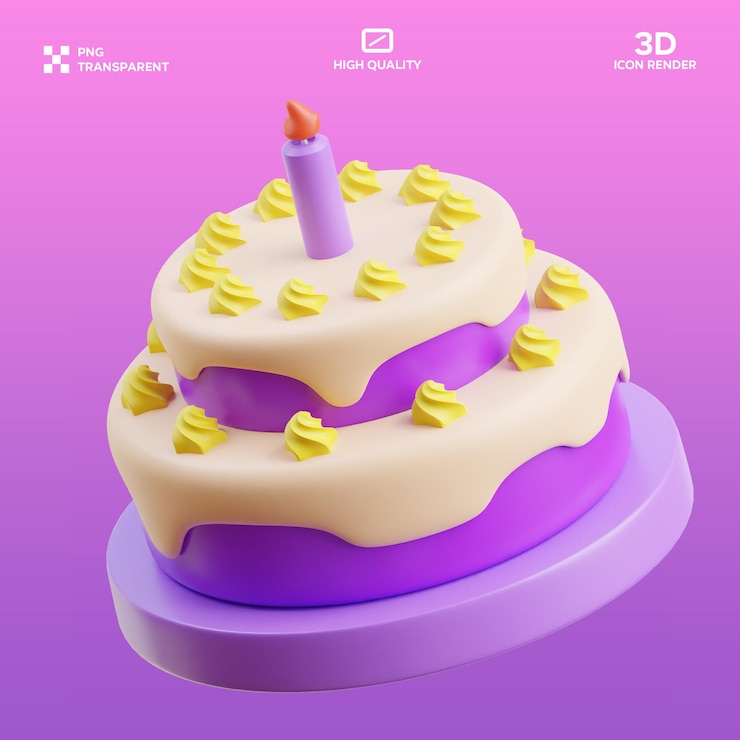 PSD psd 생일 케이크 2 3d 일러스트레이션