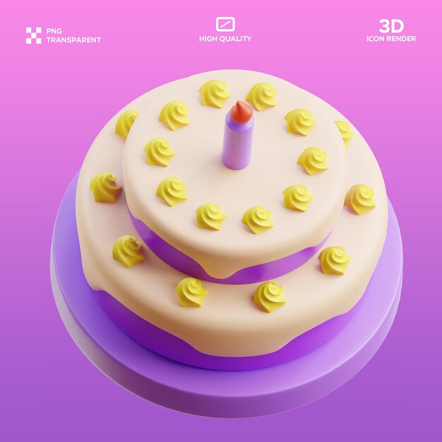 PSD Birthday Cake3 3D Illustration