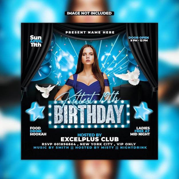 PSD psd birthday party flyer template design