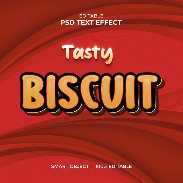 Psd Biscuit 3d Efekt Tekstowy Kreatywny Edytowalny Projekt Efektu Tekstu W Stylu 3d