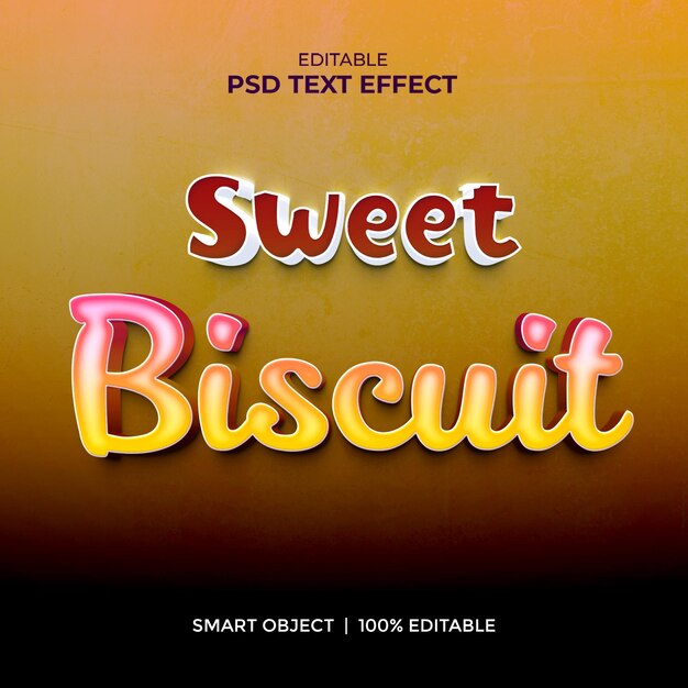 PSD biscuit 3d text effect Creative editable 3d style text effect design