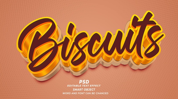 PSDビスケット 3D編集可能なテキスト効果フォトショップテンプレート