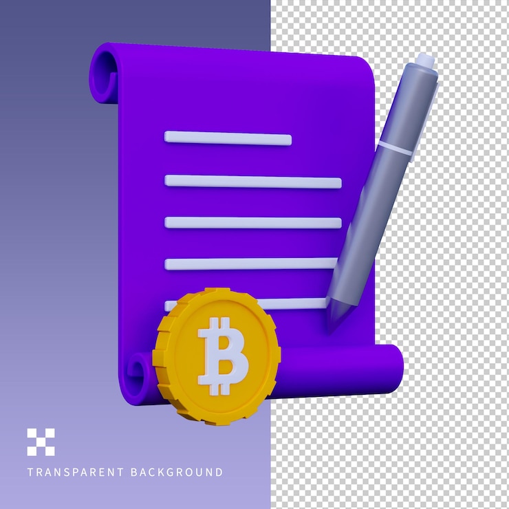 PSD psd bitcoin contract 3d illustration