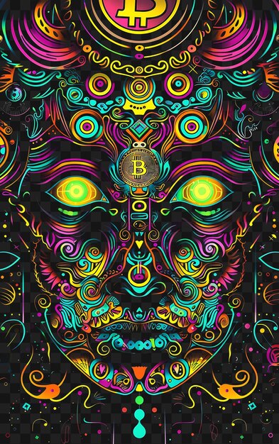 PSD psd bitcoin and cryptocurrency art discover neon posters banners flyers for tshirt design collage