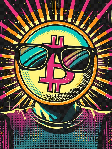 Psd bitcoin and cryptocurrency art discover neon posters banners flyers for tshirt design collage