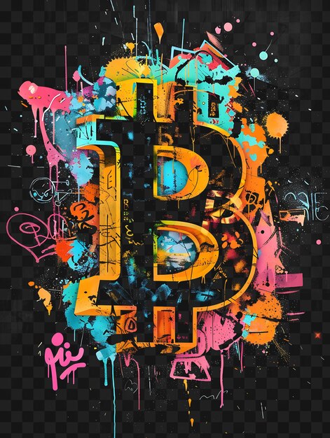 PSD psd bitcoin and cryptocurrency art discover neon posters banners flyers for tshirt design collage