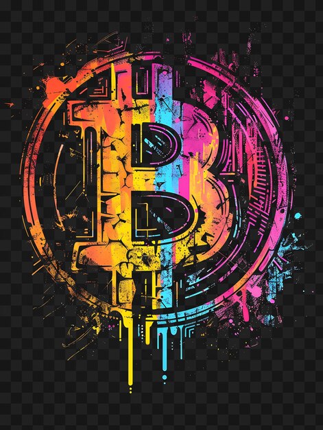 PSD psd bitcoin and cryptocurrency art discover neon posters banners flyers for tshirt design collage