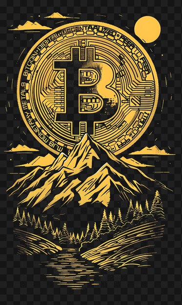 PSD psd bitcoin en cryptocurrency kunst ontdek neon posters banners flyers voor tshirt design collage