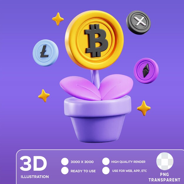 PSD Иллюстрация psd bitcoin invest 3d