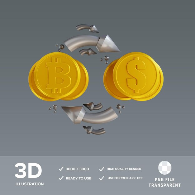 PSD bitcoin uitwisseling 3D illustratie