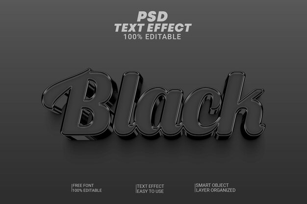 Psd black 3d text effect style