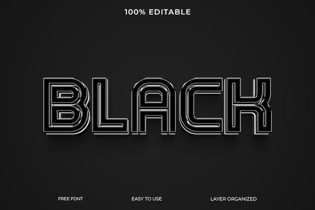 Psd black 3d text effect style