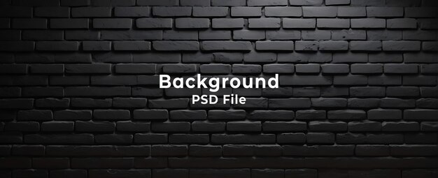 PSD psd black brick wall panoramic grunge background wide old black wall texture brickwork dark